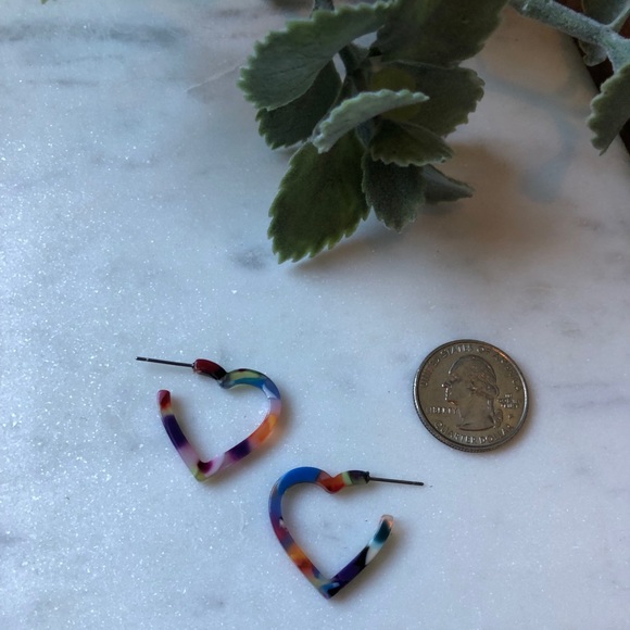 The Eva - Small Multi-Colored Heart Hoops - Picture 3 of 4